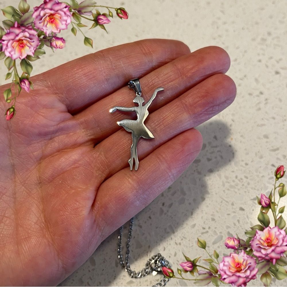 Stainless Steel Ballet‎ Dancer Themed Pendant Necklace